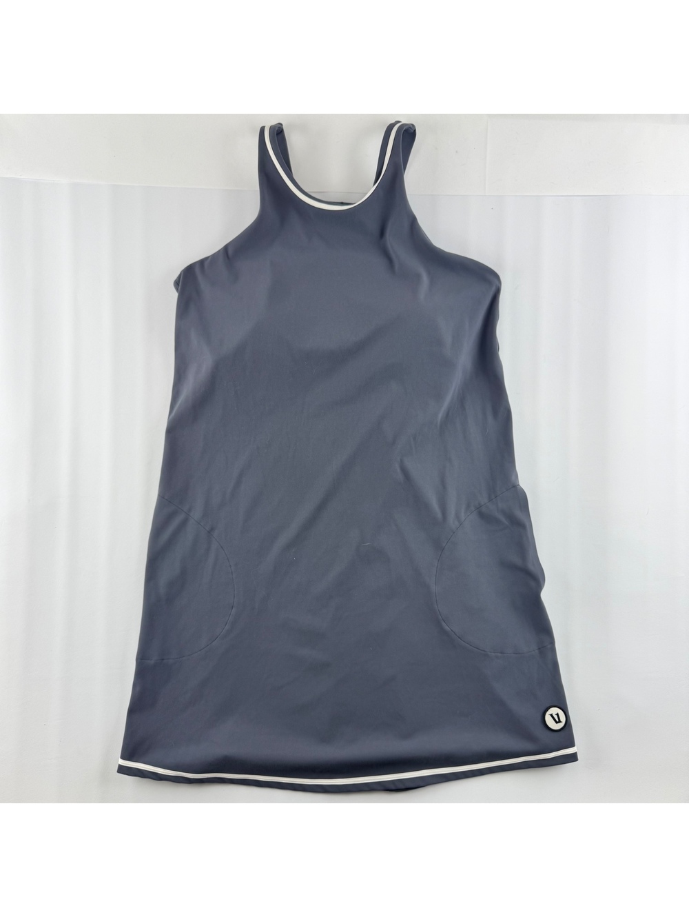 Vuori Volley Dress Azure Blue Gray Tennis Dress Pockets Built-in Bra VW604 L